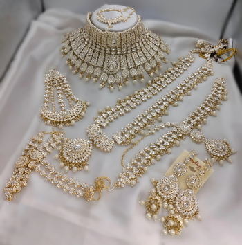 White designer premium bridal wear special jewellery 2