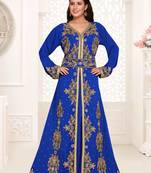 Royal Blue color luxurious Full Sleeves Handmade Moroccan Kaftan .