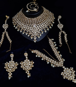 White silver heavy premium bridal designer jewellery set