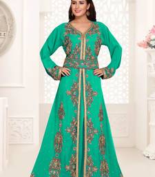 Sea Green color Full Sleeves Handmade Moroccan Kaftan 