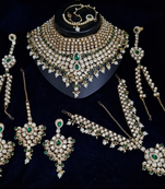 Green heavy premium bridal designer jewellery set