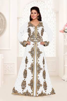 Off-White color Full Sleeves Handmade Moroccan Kaftan  1