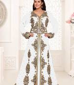 Off-White color luxurious Full Sleeves Handmade Moroccan Kaftan .