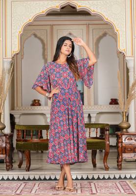Women'S Multi Floral Printed Smoking Anarkali Dress (Multi) 4
