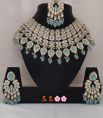 Sky blue heavy premium bridal designer jewellery set