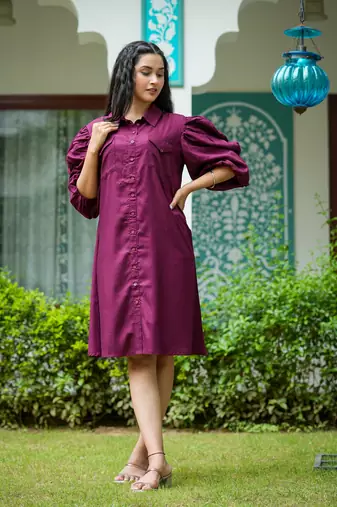 Women'S Wine A-Line Dress (Wine)