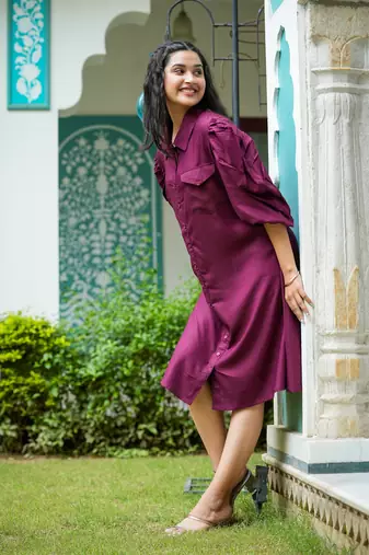 Women'S Wine A-Line Dress (Wine)