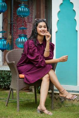 Women'S Wine A-Line Dress (Wine) 4