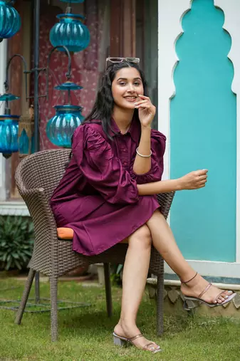 Women'S Wine A-Line Dress (Wine)