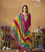 Rani color chinon silk salwar suits with chinon silk dupatta