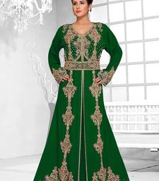 Dark Green color Full Sleeves Handmade Moroccan Kaftan 