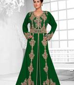 Dark Green color luxurious Full Sleeves Handmade Moroccan Kaftan .