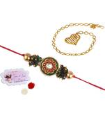 Handmade combo couple pair real kundan and gold heart charm unisex bracelet set for bhaiya bhabhi