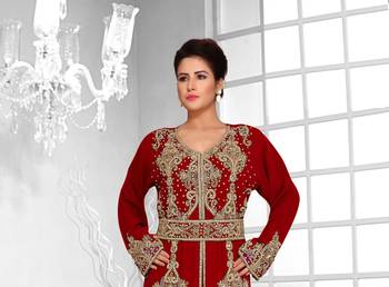 Maroon color Full Sleeves Handmade Moroccan Kaftan  2