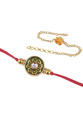 Combo of handcrafted real kundanand beautiful gold flower rakhi for brother, bhaiya bhabhi 4
