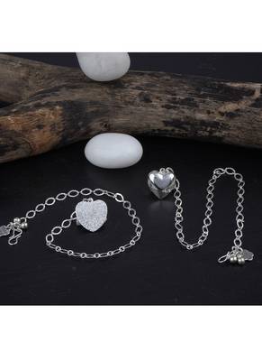 Handmade rakhi combo couple pair silver plated heart unisex bracelet rakhi set for bhaiya bhabhi 2