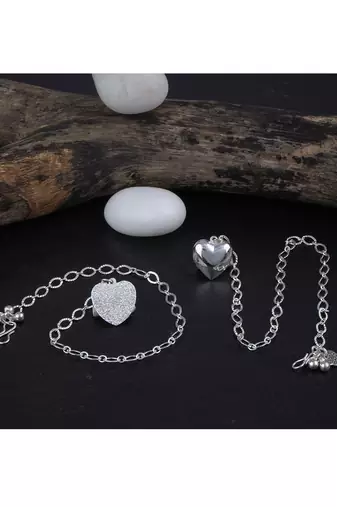 Handmade rakhi combo couple pair silver plated heart unisex bracelet rakhi set for bhaiya bhabhi