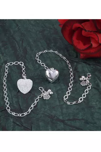 Handmade rakhi combo couple pair silver plated heart unisex bracelet rakhi set for bhaiya bhabhi