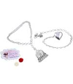 Handmade rakhi combo couple pair silver plated heart and jhumki charm bracelet rakhi set for bhaiya bhabhi