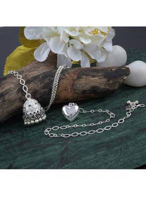 Handmade rakhi combo couple pair silver plated heart and jhumki charm bracelet rakhi set for bhaiya bhabhi 2