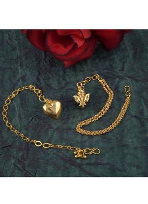 Handmade rakhi combo couple pair gold plated ganesha and heart unisex bracelet rakhi set for bhaiya bhabhi 2