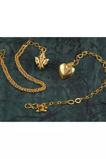 Handmade rakhi combo couple pair gold plated ganesha and heart unisex bracelet rakhi set for bhaiya bhabhi
