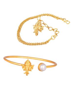 Handmade rakhi combo couple pair gold plated ganesha bracelet bangle rakhi set for bhaiya bhabhi 2