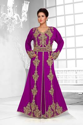 Purple color Full Sleeves Handmade Moroccan Kaftan  1