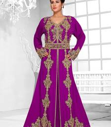 Purple color Full Sleeves Handmade Moroccan Kaftan 