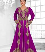 Purple color luxurious Full Sleeves Handmade Moroccan Kaftan .