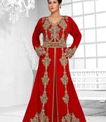 Red color luxurious Full Sleeves Handmade Moroccan Kaftan .