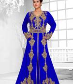 Royal Blue color luxurious Full Sleeves Handmade Moroccan Kaftan .
