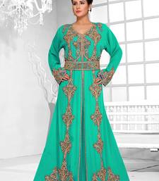Sea Green color Full Sleeves Handmade Moroccan Kaftan 