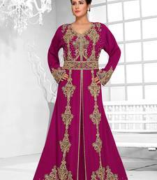 Wine color Full Sleeves Handmade Moroccan Kaftan 