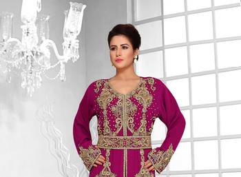 Wine color Full Sleeves Handmade Moroccan Kaftan  2