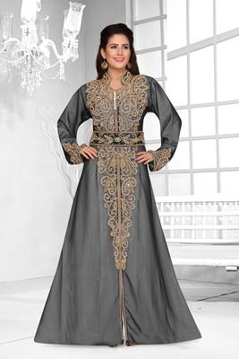 Black & White color Full Sleeves Handmade Moroccan Kaftan  1