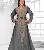 Black & White color luxurious Full Sleeves Handmade Moroccan Kaftan .