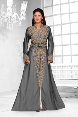 Black & White color Full Sleeves Handmade Moroccan Kaftan  2