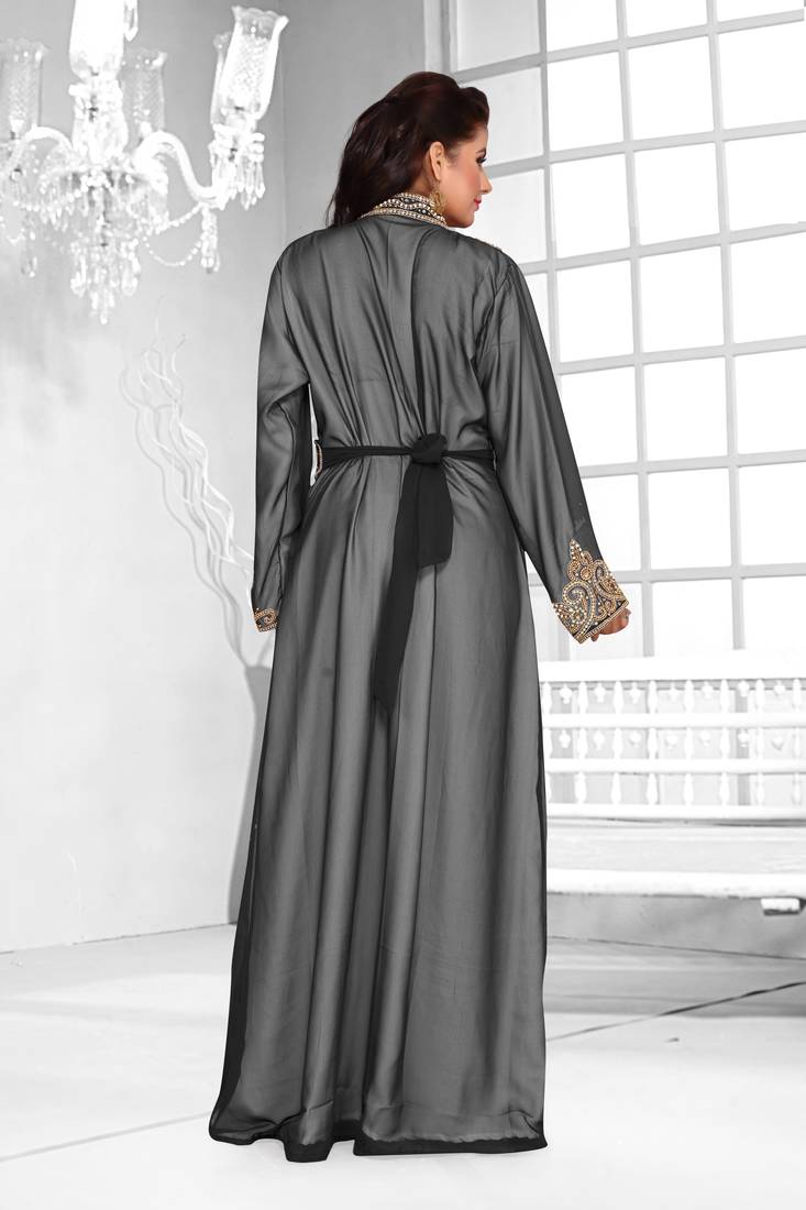 Black & White color luxurious Full Sleeves Handmade Moroccan Kaftan .