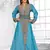 Cyan & White color Full Sleeves Handmade Moroccan Kaftan 