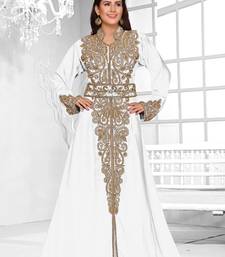 Off White & White color Full Sleeves Handmade Moroccan Kaftan 