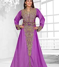 Purple & White color Full Sleeves Handmade Moroccan Kaftan 