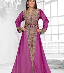 Wine & White color Full Sleeves Handmade Moroccan Kaftan 