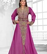 Wine & White color luxurious Full Sleeves Handmade Moroccan Kaftan .