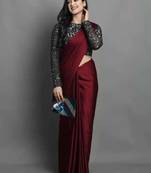 BOLLYWOOD STYLE DESIGNER SATIN SILK SAREE PARTY WEAR SAREE EXCLUSIVE SAREE WITH SEQUENCE WORK SAREE AND BLOUSE