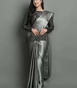 BOLLYWOOD STYLE DESIGNER SATIN SILK SAREE PARTY WEAR SAREE EXCLUSIVE SAREE WITH SEQUENCE WORK SAREE AND BLOUSE