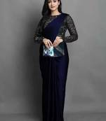 BOLLYWOOD STYLE DESIGNER SATIN SILK SAREE PARTY WEAR SAREE EXCLUSIVE SAREE WITH SEQUENCE WORK SAREE AND BLOUSE