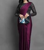 BOLLYWOOD STYLE DESIGNER SATIN SILK SAREE PARTY WEAR SAREE EXCLUSIVE SAREE WITH SEQUENCE WORK SAREE AND BLOUSE