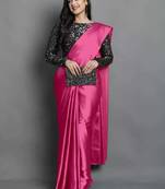 BOLLYWOOD STYLE DESIGNER SATIN SILK SAREE PARTY WEAR SAREE EXCLUSIVE SAREE WITH SEQUENCE WORK SAREE AND BLOUSE
