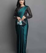 BOLLYWOOD STYLE DESIGNER SATIN SILK SAREE PARTY WEAR SAREE EXCLUSIVE SAREE WITH SEQUENCE WORK SAREE AND BLOUSE